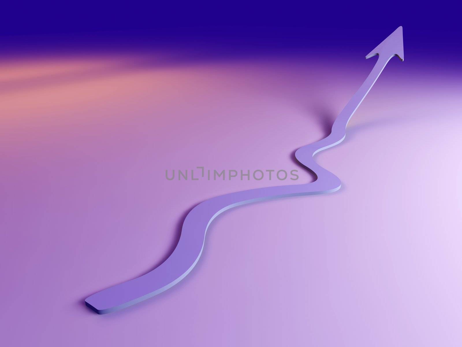Arrow pointing upward. 3D rendered illustration.