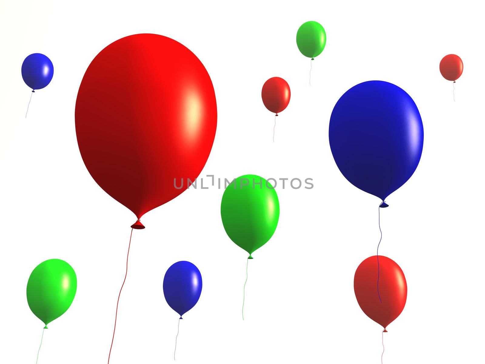 3D rendered Balloons. Isolated on white.
