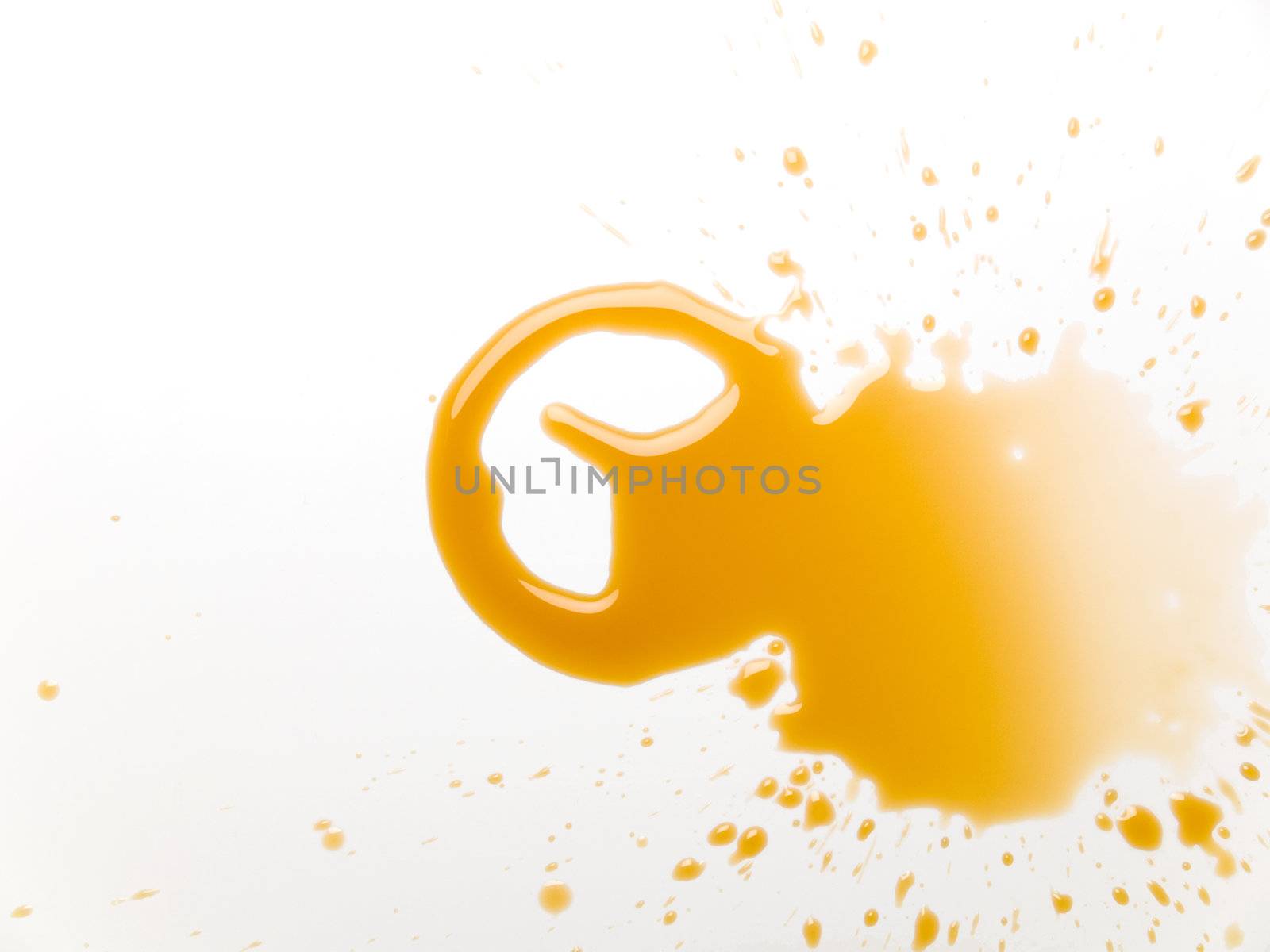 A coffee stain left by a cup. Isolated on white.