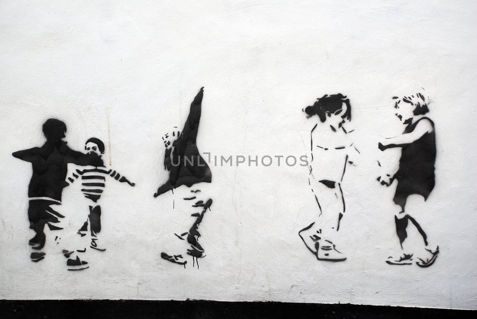 Children Playing Stencil Art by pwillitts