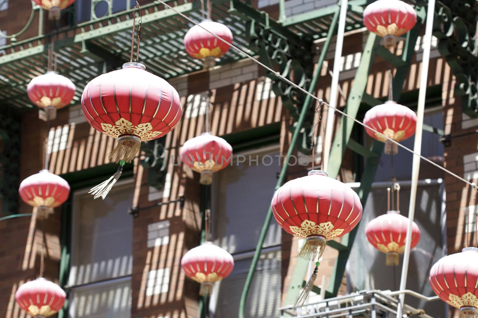 An abstract shot of lamps in China Town, San Francisco.