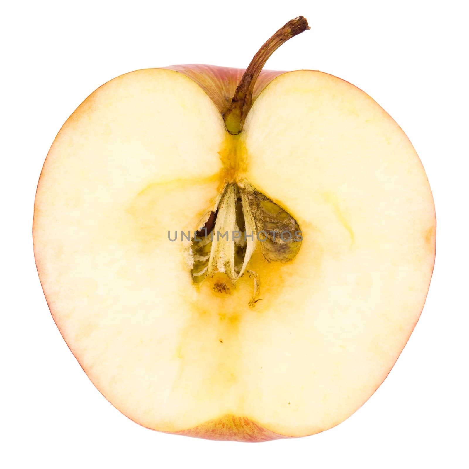 Half of apple on a white background