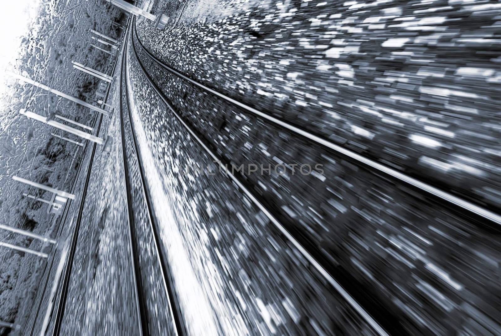 High speed traffic motion blur in train outdoor.