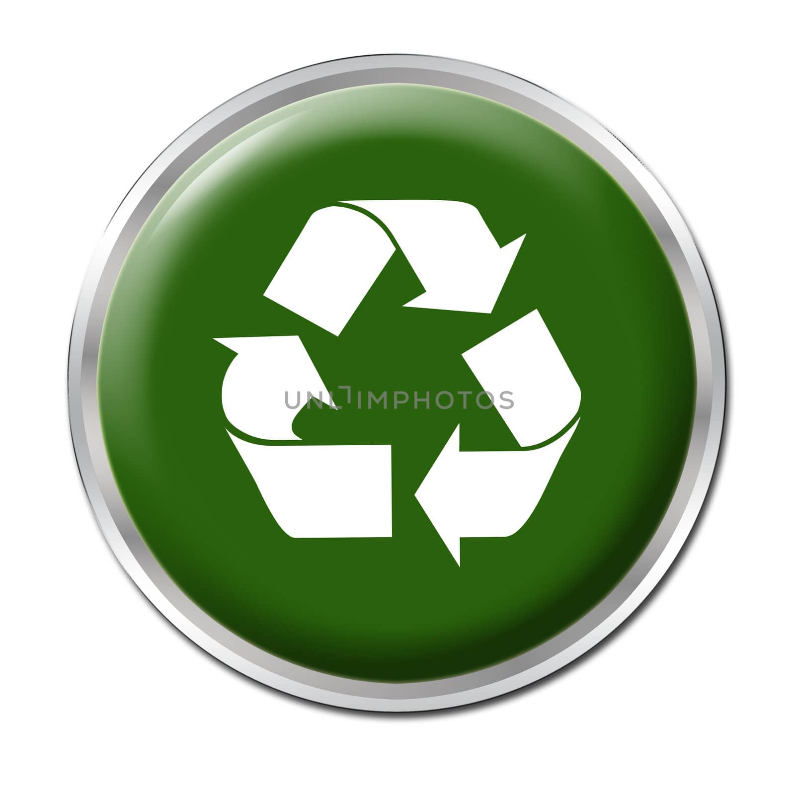 Green button with the symbol for recycling