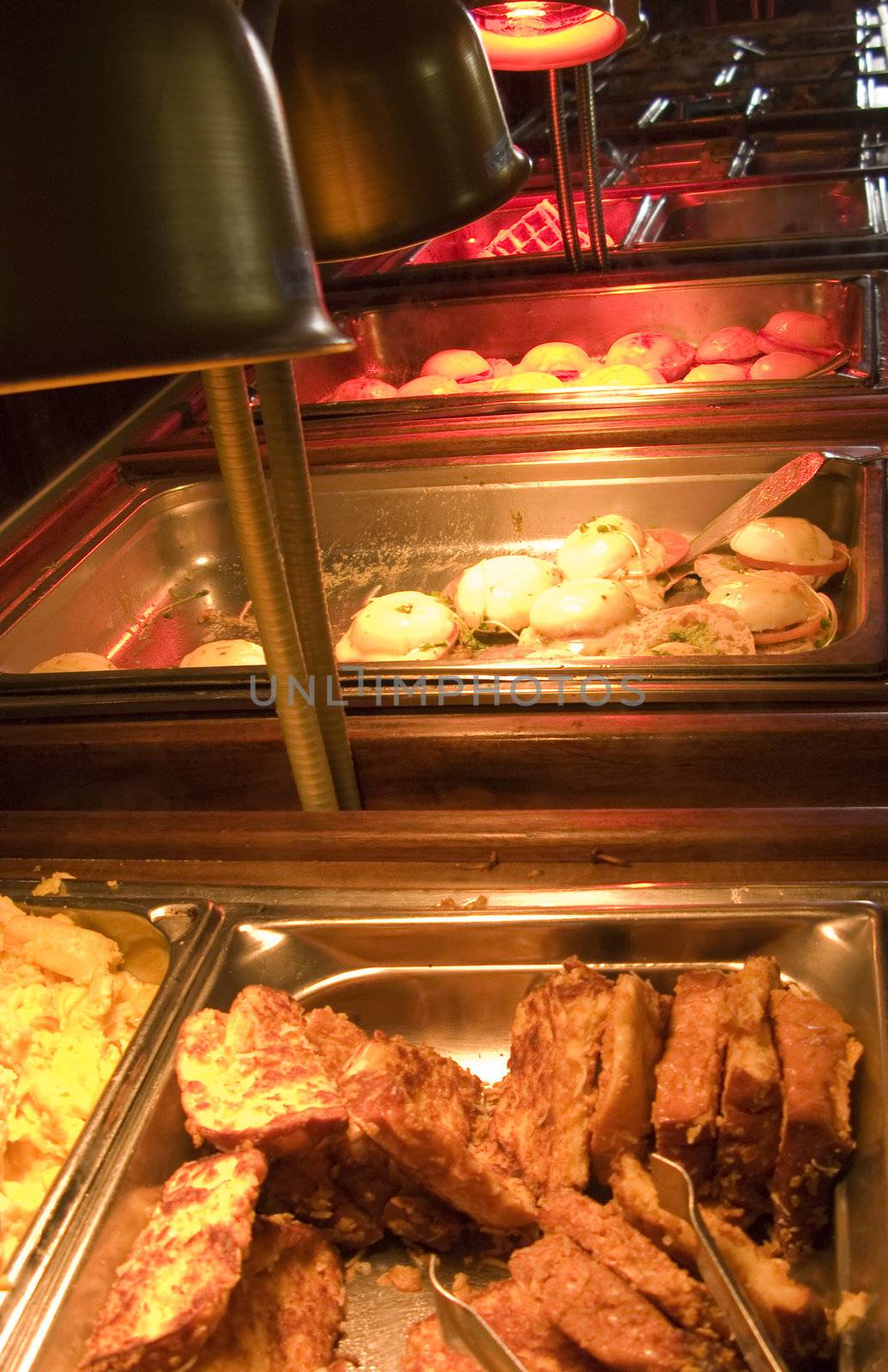 Hot Buffet with Eggs and Bacon at Sunday Brunch