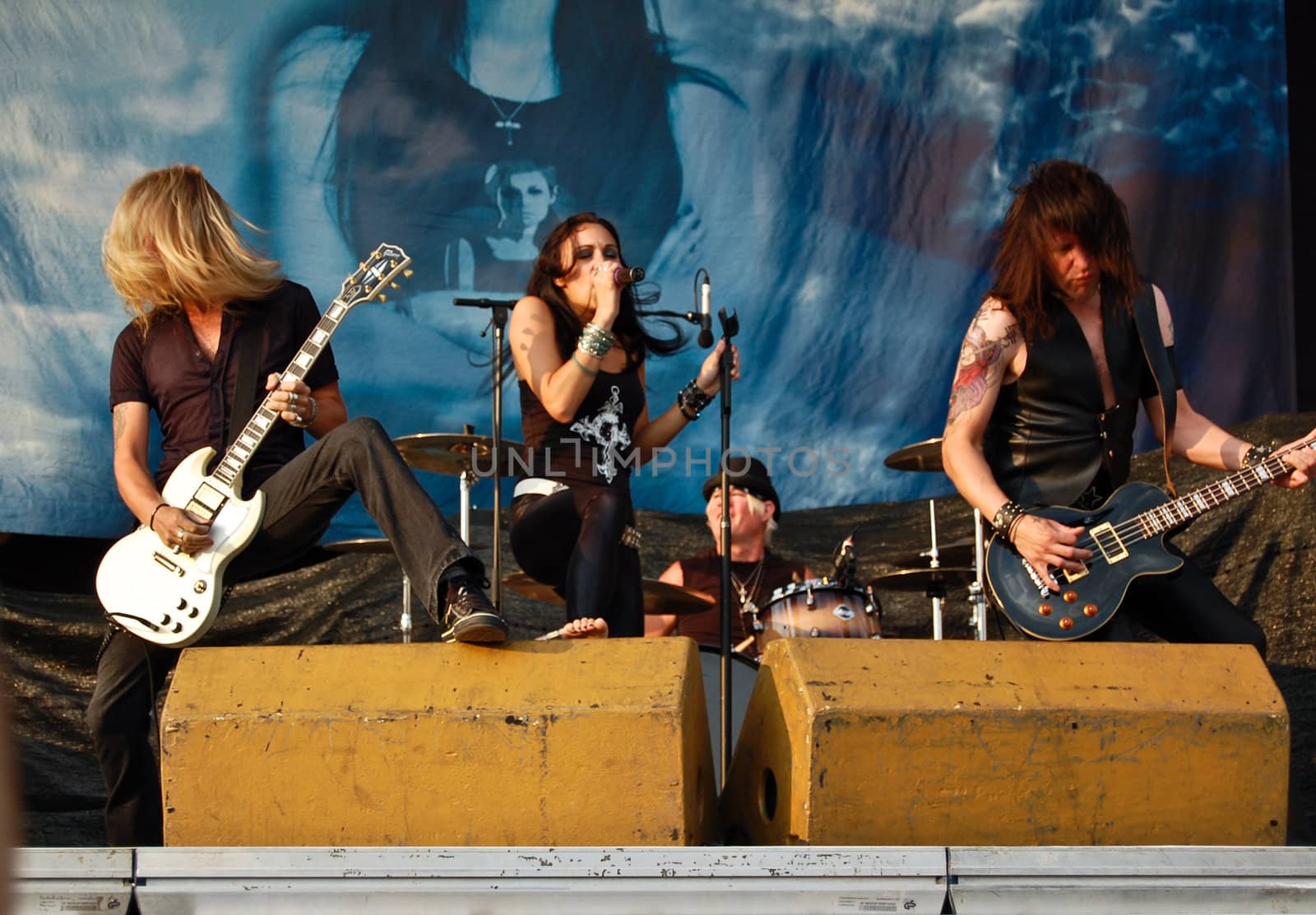 Lauren Harris performs as an opening act for Iron Maiden at Cotroceni Stadium August 4, 2008 in Bucharest.