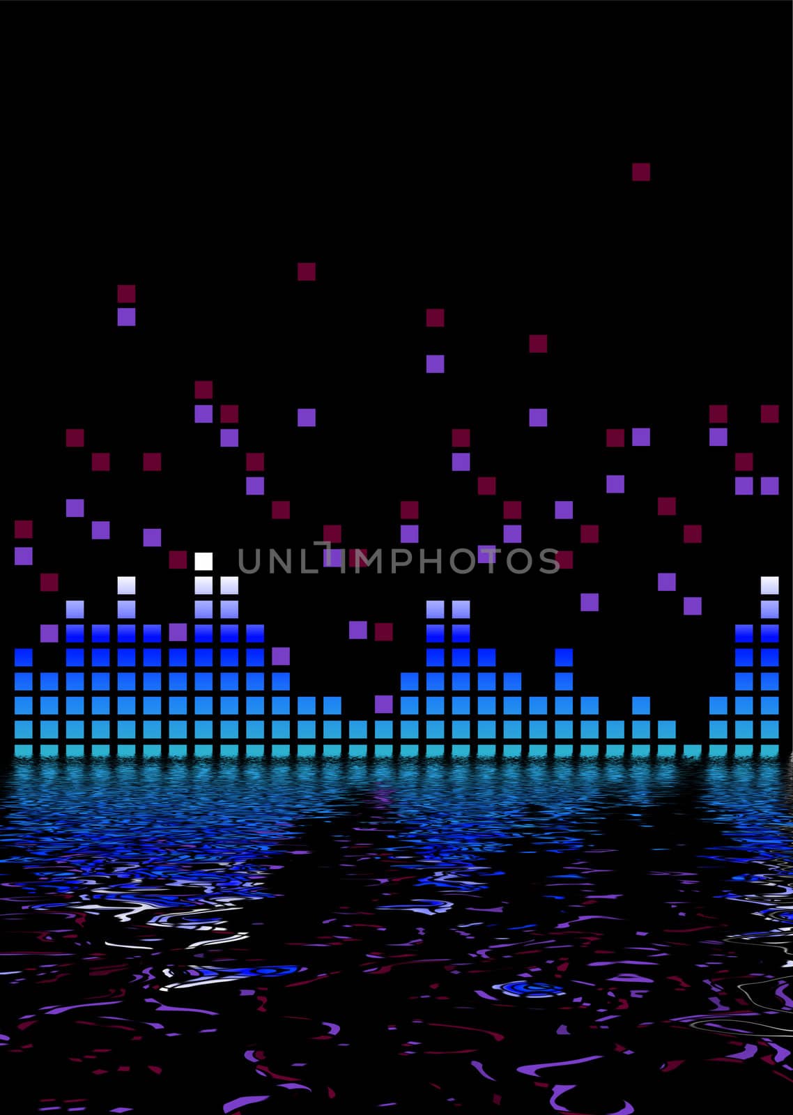 Graphic equaliser interface with a watery reflection background