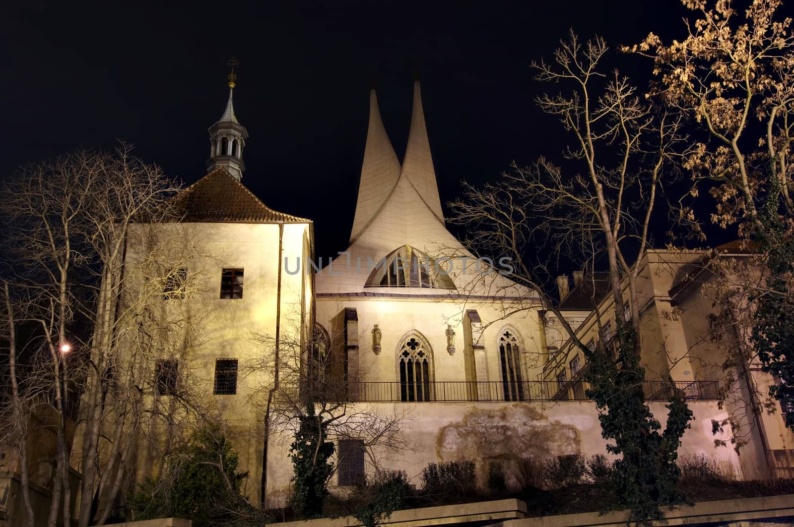 Benedictine monastery - Emauzy - night scene by Mibuch