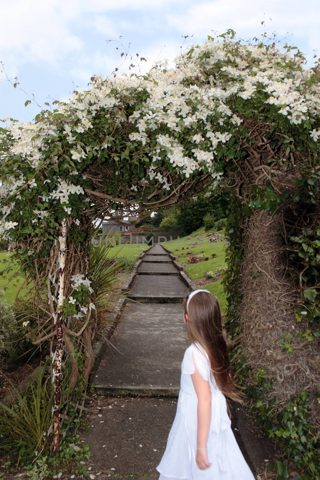 portrait of a young girl on her first communion in ireland