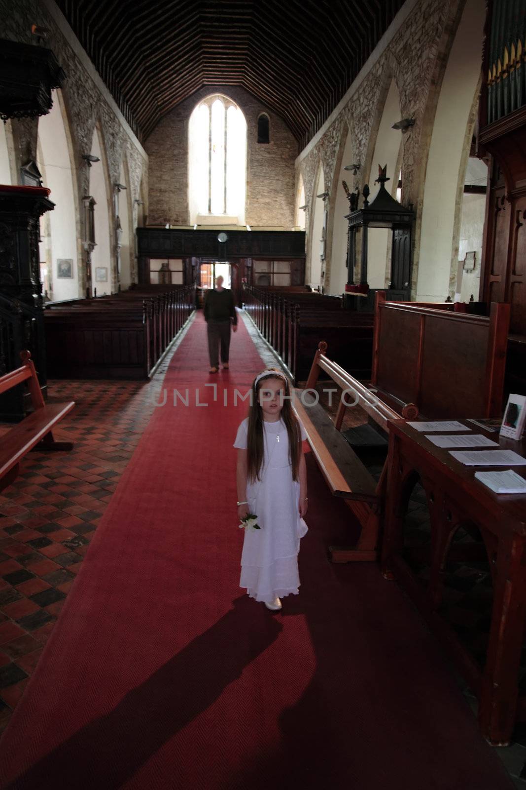 portrait of a young girl on her first communion in ireland