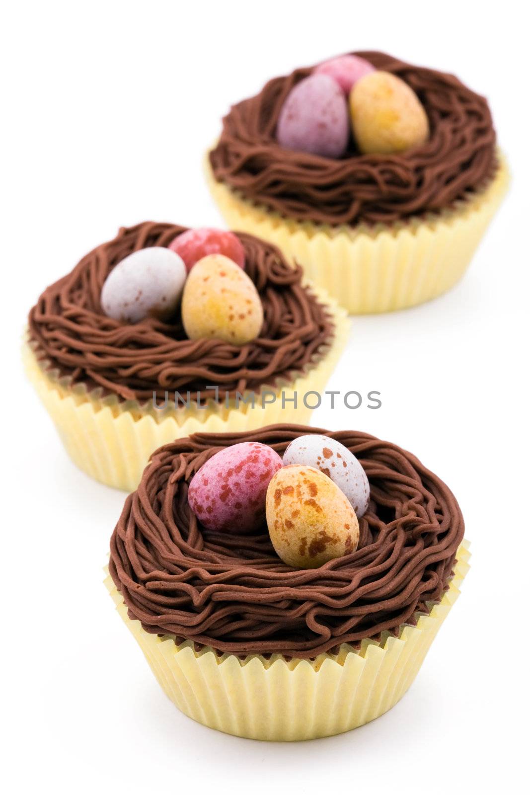 Cupcakes decorated with an Easter theme