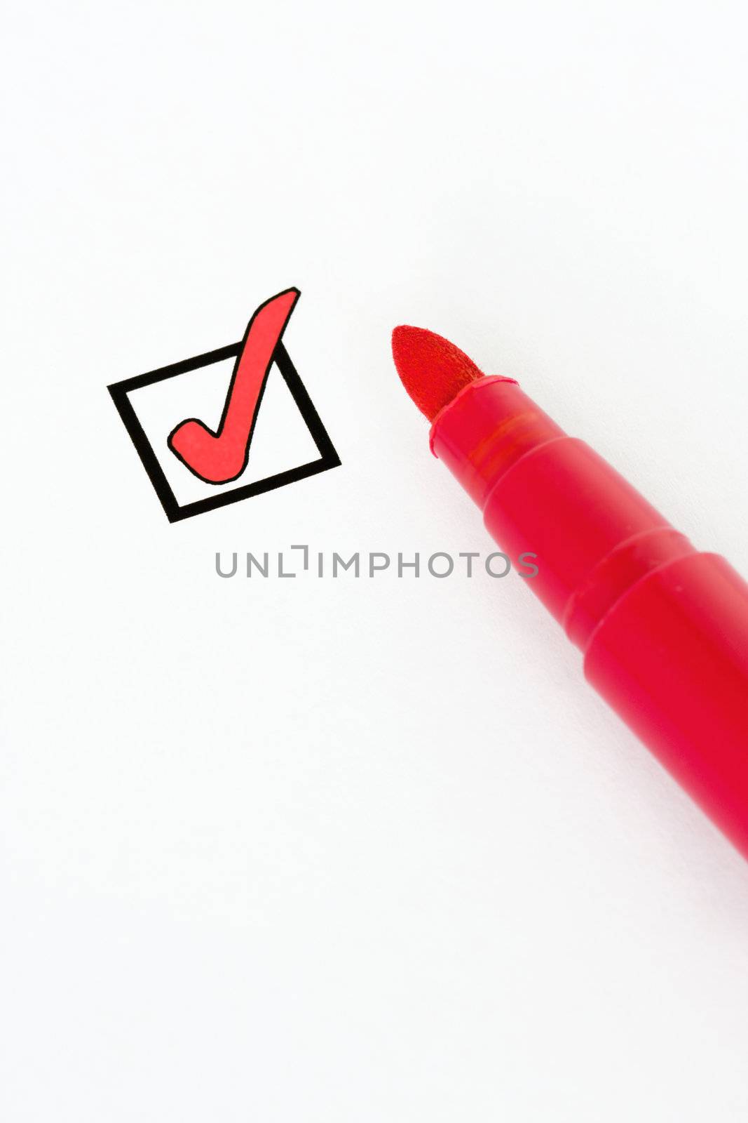 Check-box ticked with a red felt pen