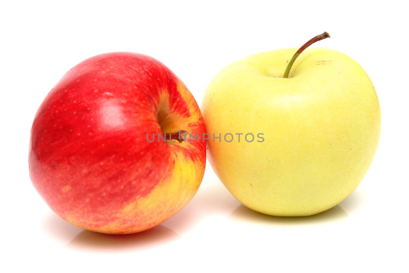 Red and yellow apples on the white background. Isolated.