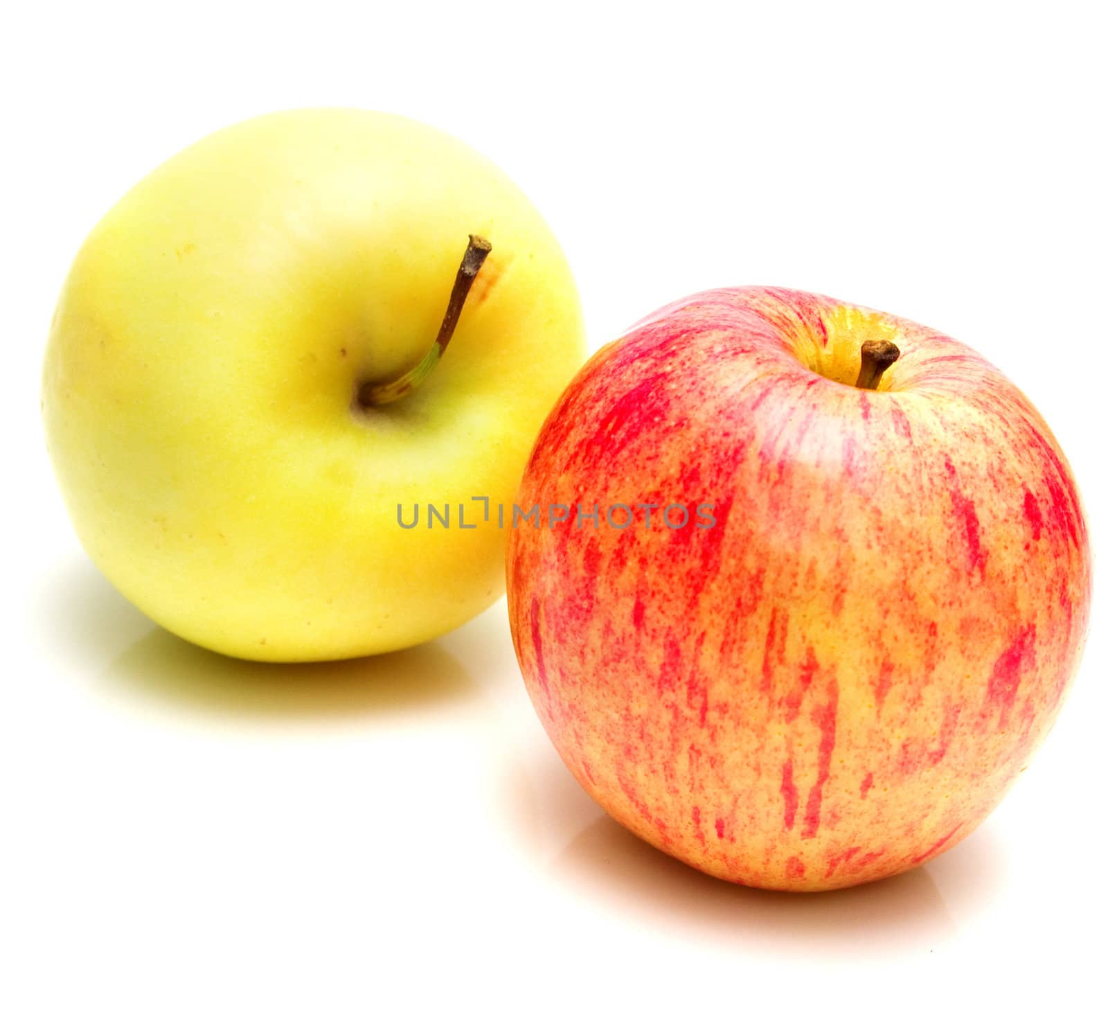 Red and yellow apples on the white background. Isolated.