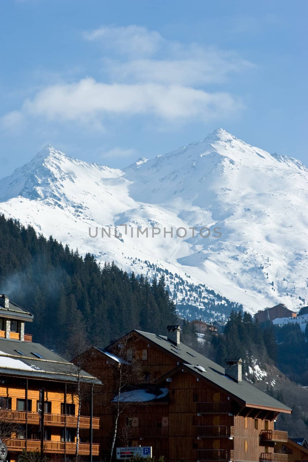 A view of the Meribel ski resort, French Alps