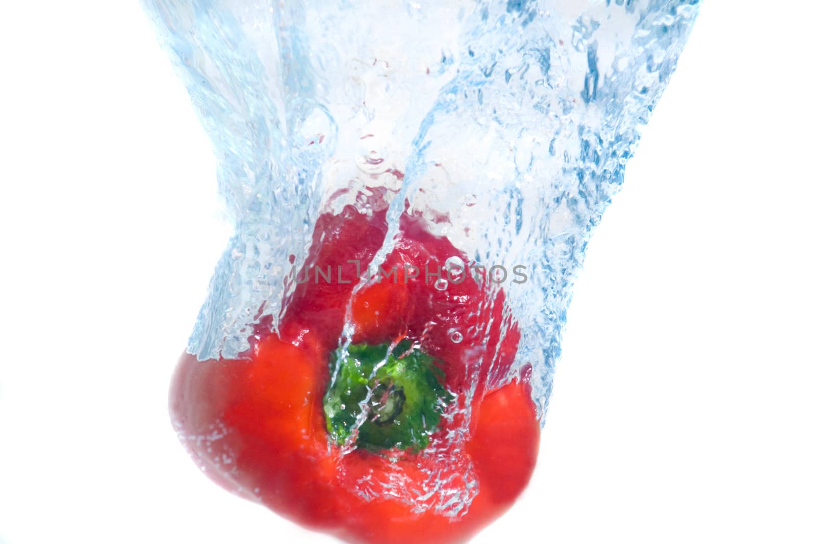 Splash of red pepper in the water.