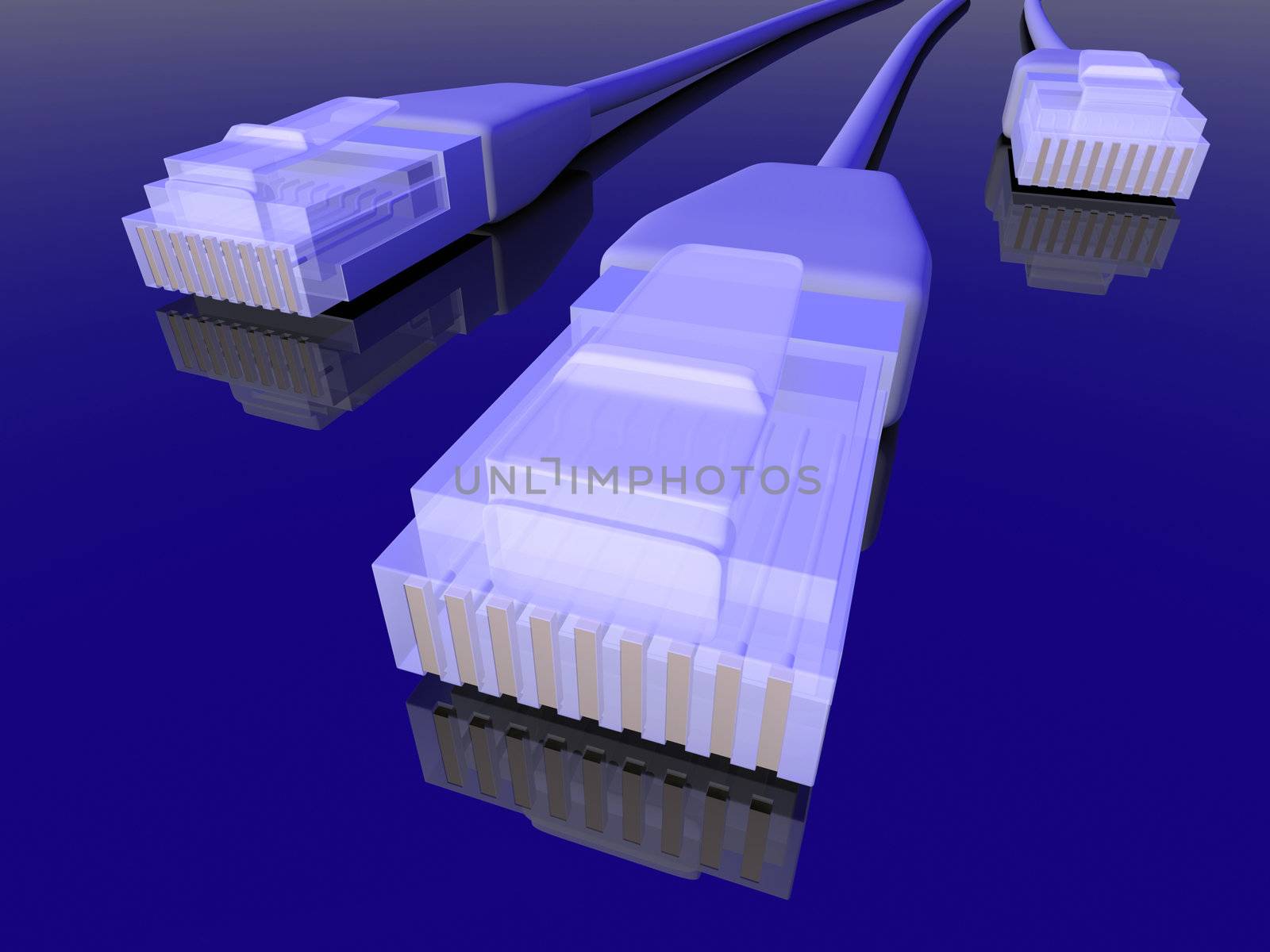 3d rendered LAN / Network Cable. Blue Environment.