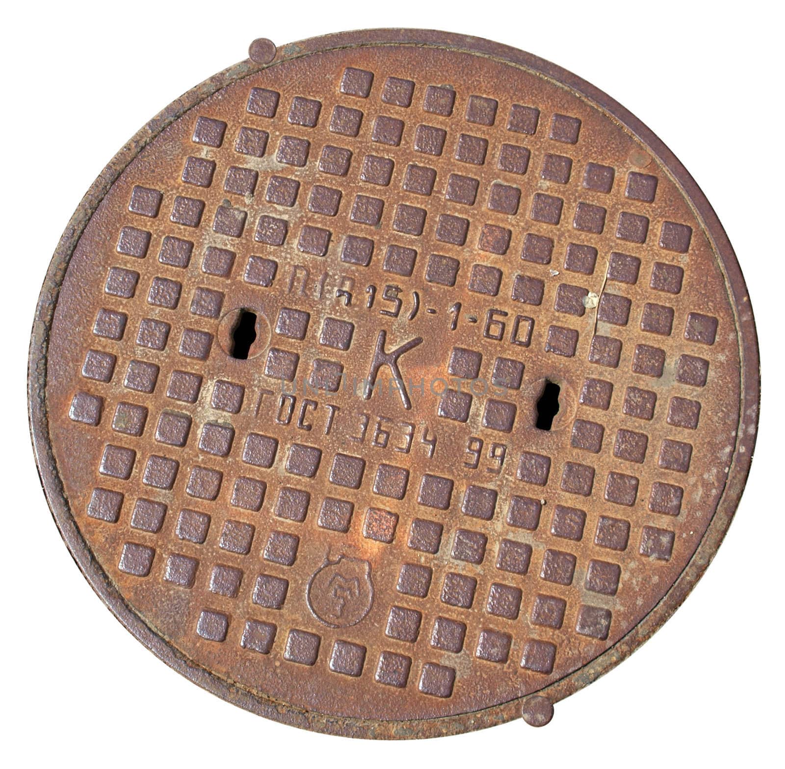 Cast iron manhole cover for background and texture    