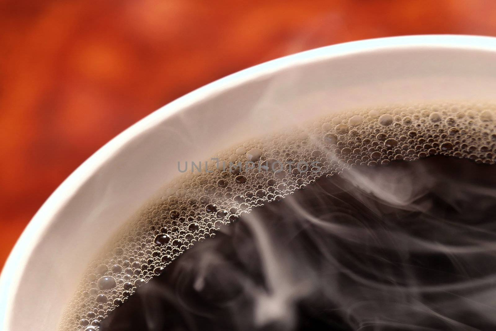 Coffee-Cup, orange background, Macro, copy space
