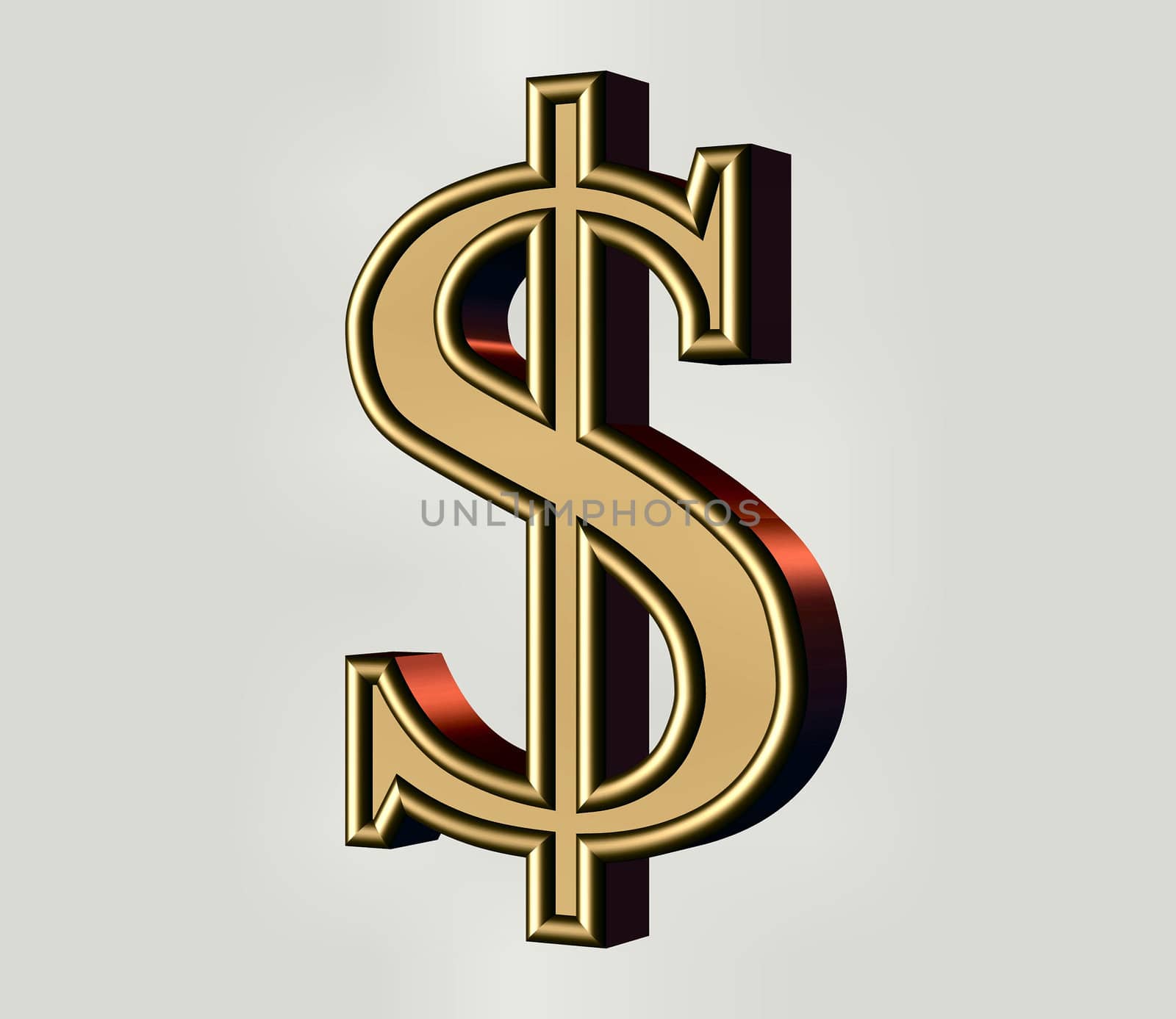 3d symbol of the dollar sign in silver
