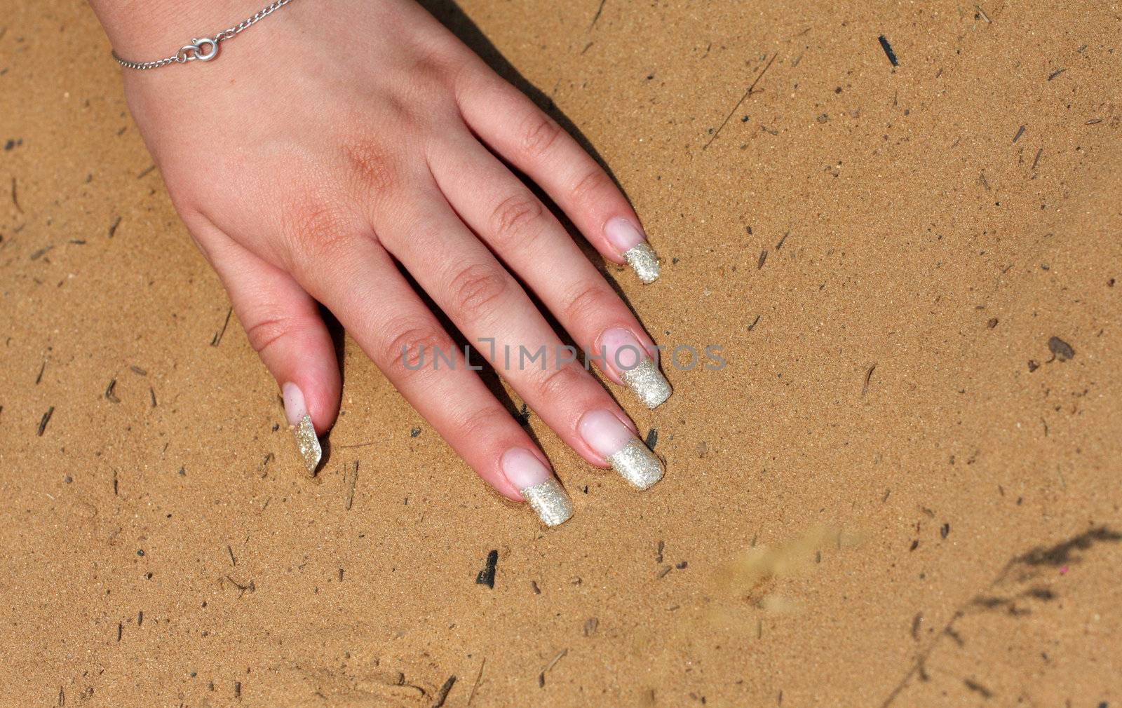 nail, hand, woman, manicure, fingers, style, nursing, adorning, decoration, ornamentation, acrylic, gel, polish, varnish, lacquer, sand, beach