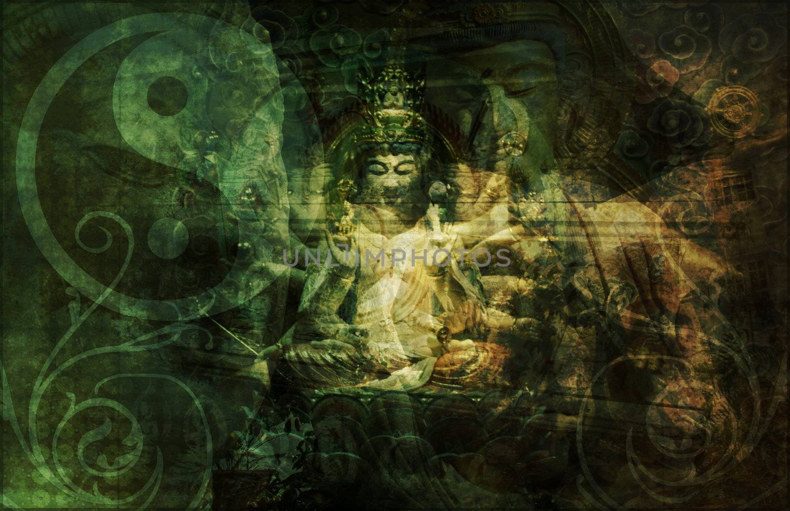 China Abstract Art Buddha as a Background