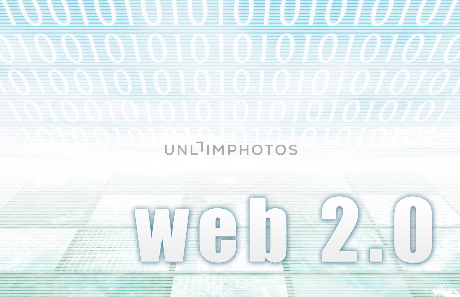 Web 2.0 on a Clear Blue Tech Background