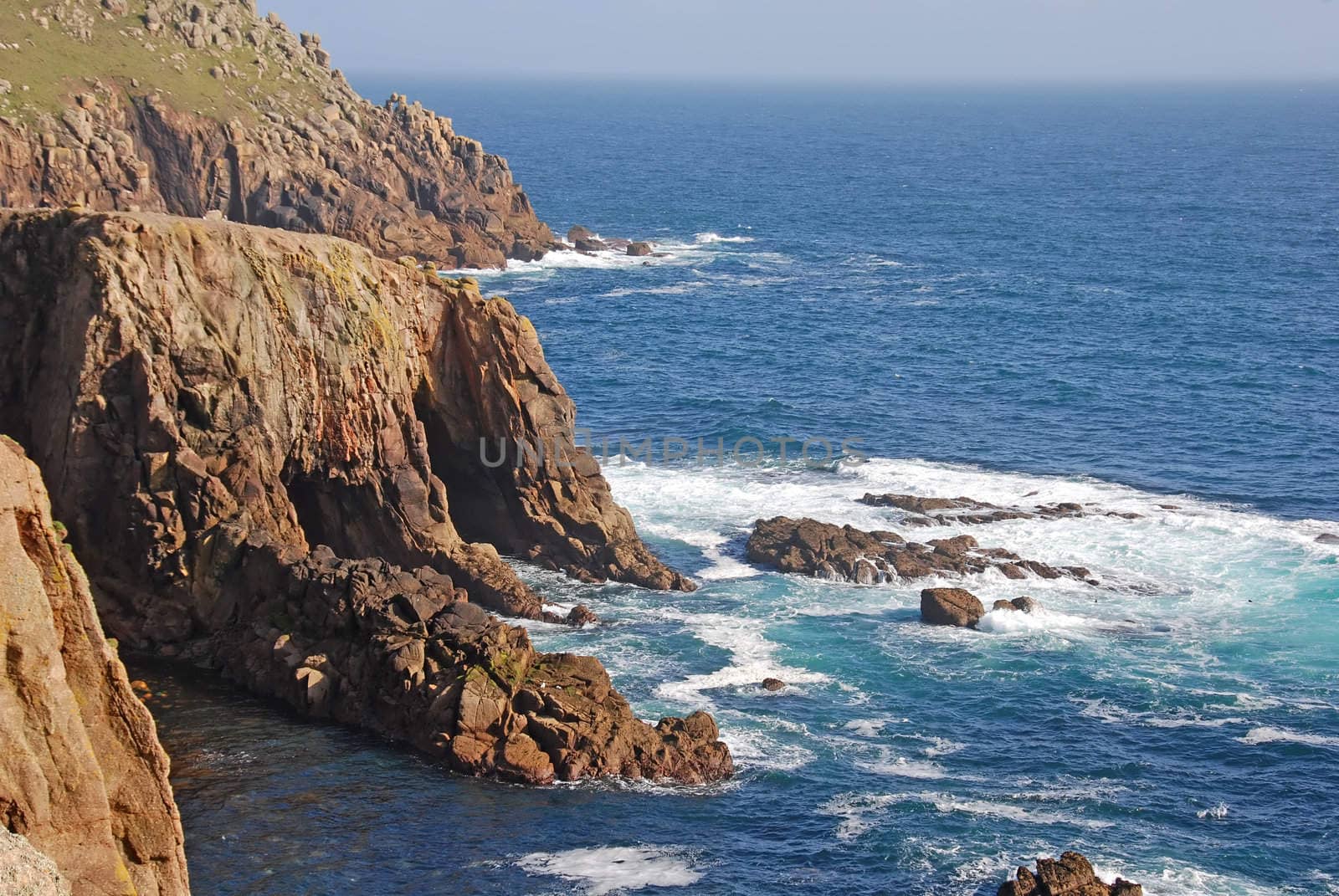 Rocky coast in Land's End, UK