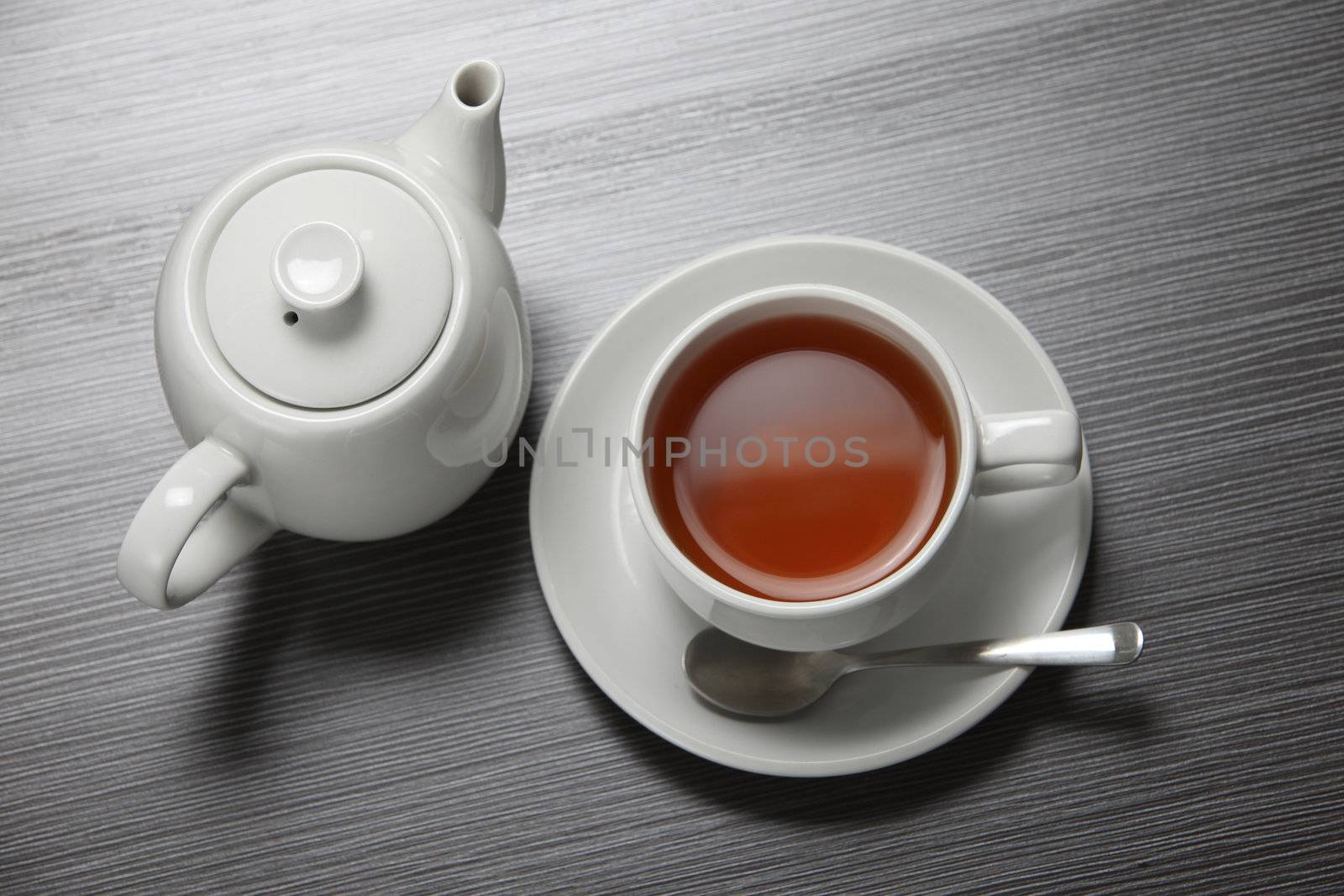 top view of the tea pot and tea cup