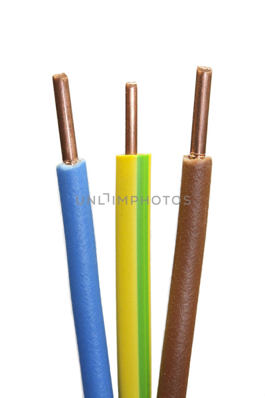 Electrical cable wires isolated on a white background