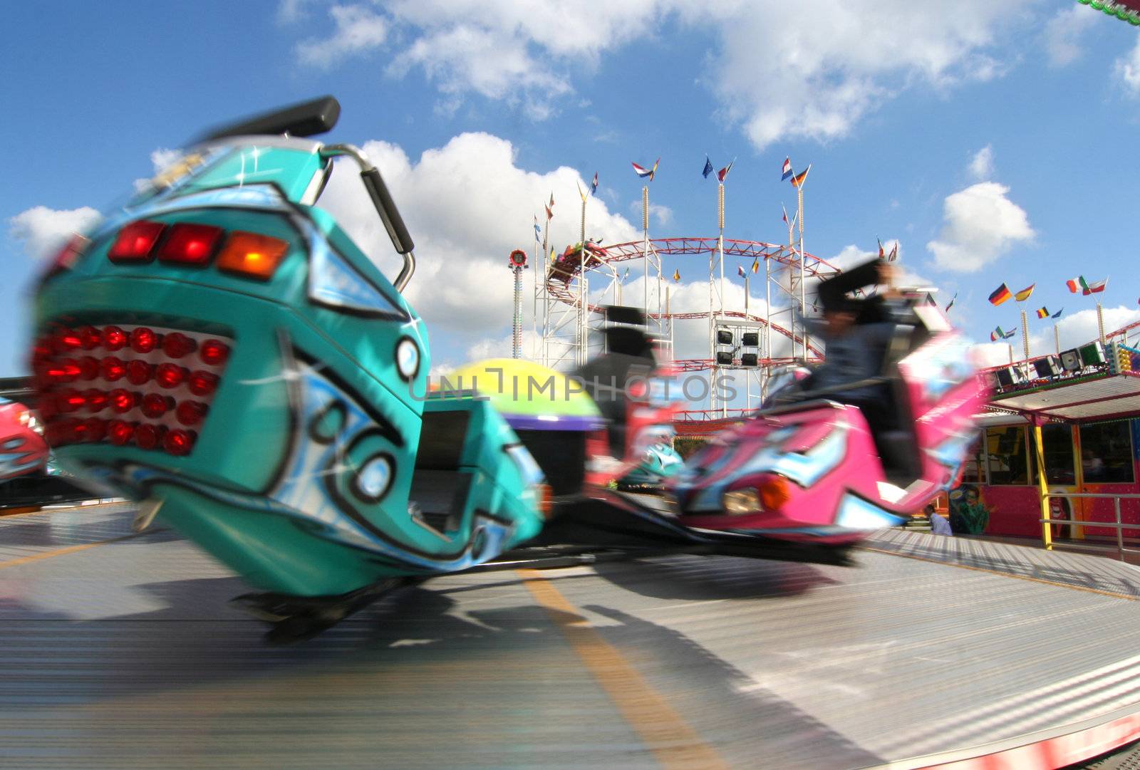 High speed carousel at a fun fair