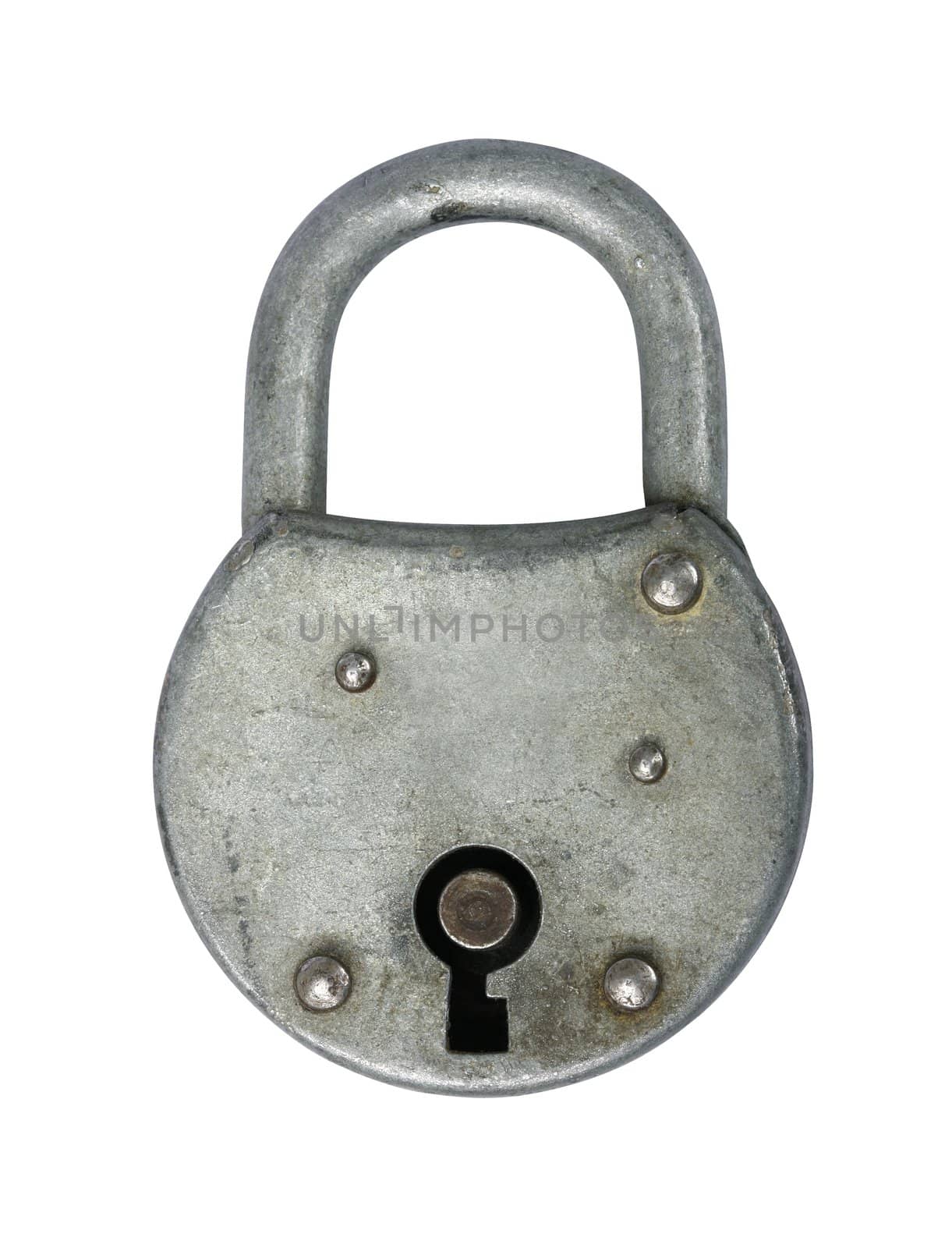 Old fashioned padlock isolated on white background