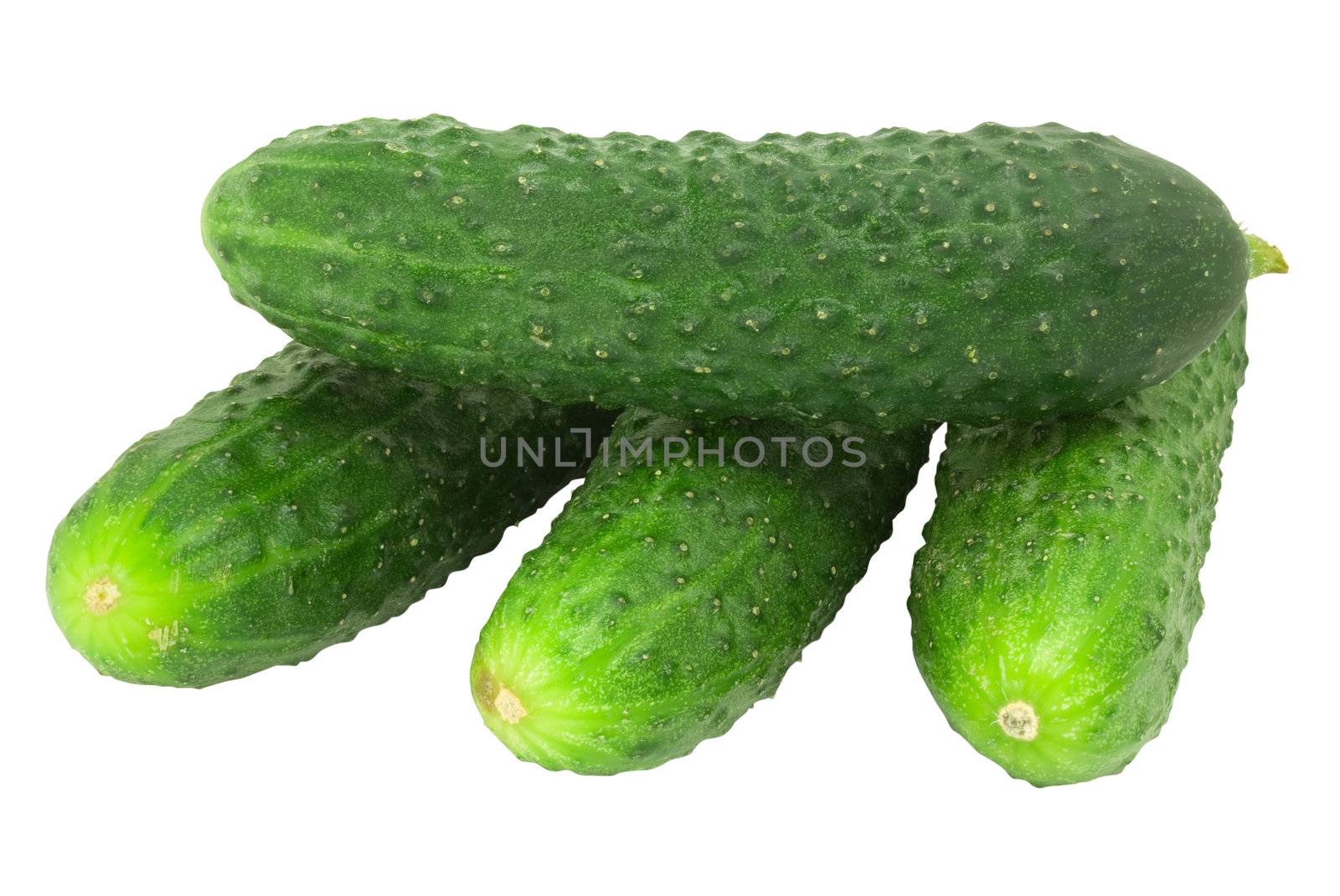 nice fresh green cucumbers isolated over white