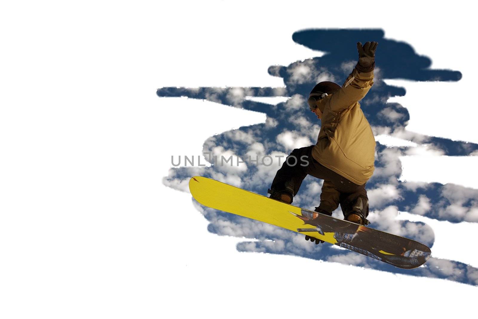 blue sky with snowboarder by raalves