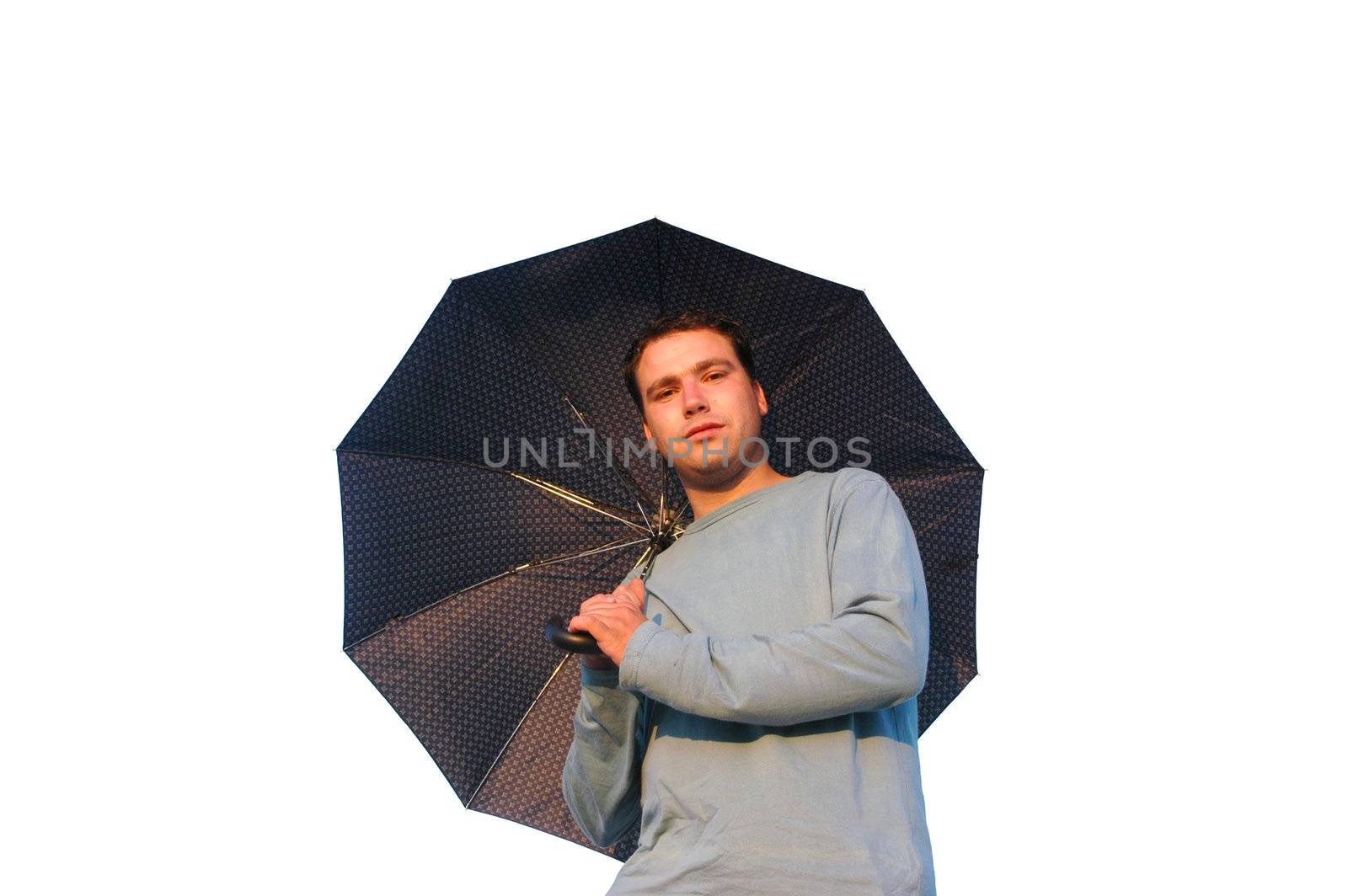 young man wih umbrella
