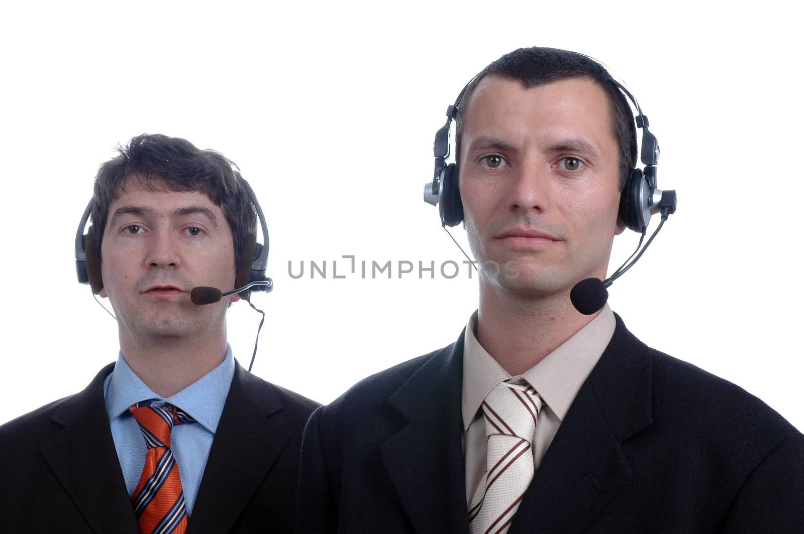 young call center man on white
