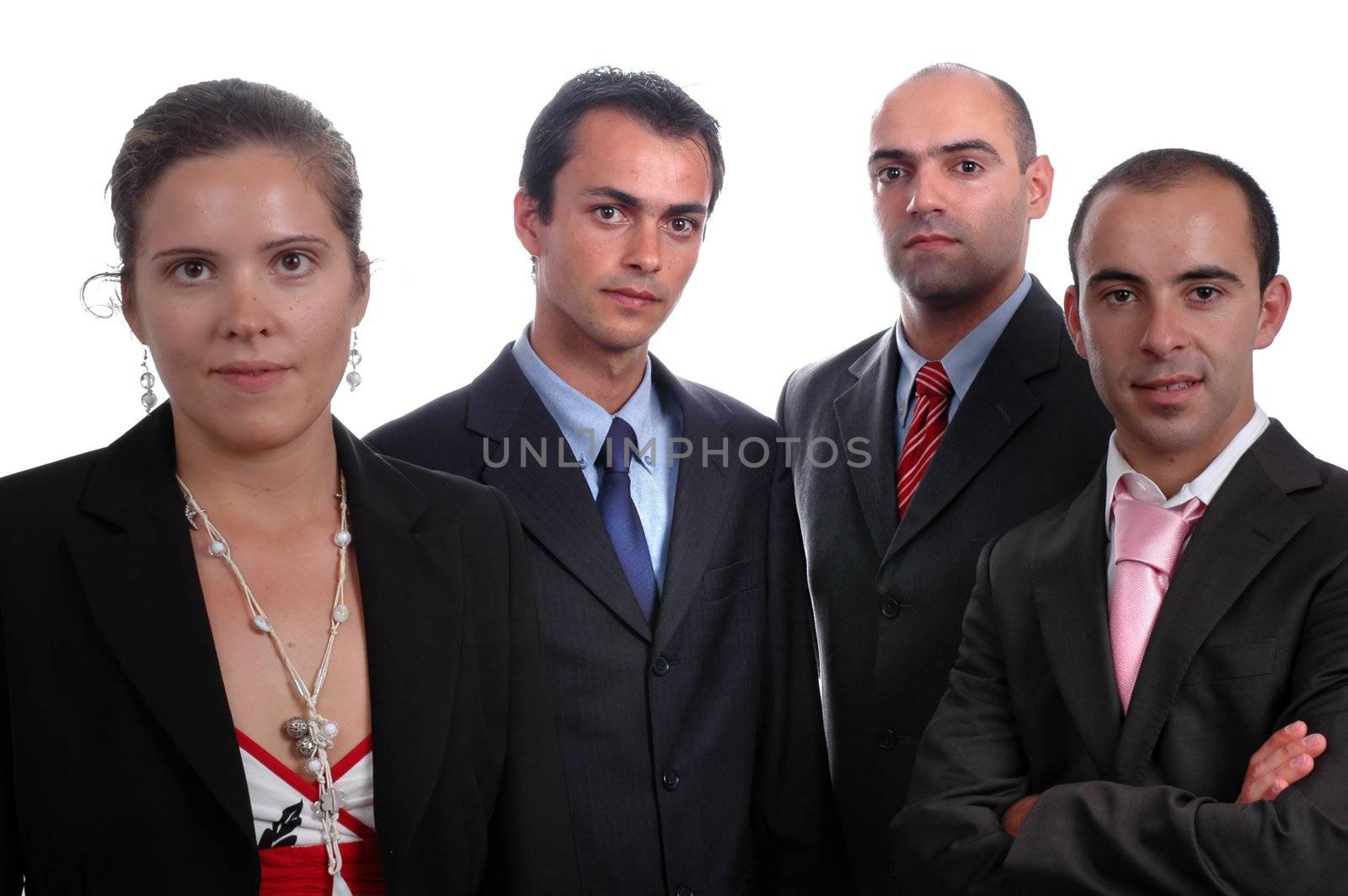 three businessman and one businesswoman by raalves