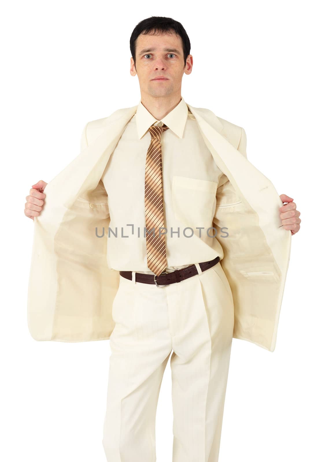 Fashionably dressed young man on white background by pzaxe
