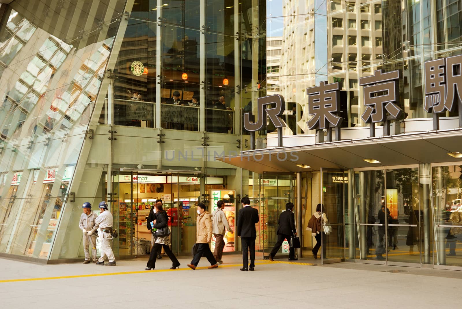 Tokyo station north  entrance with people motion in the morning