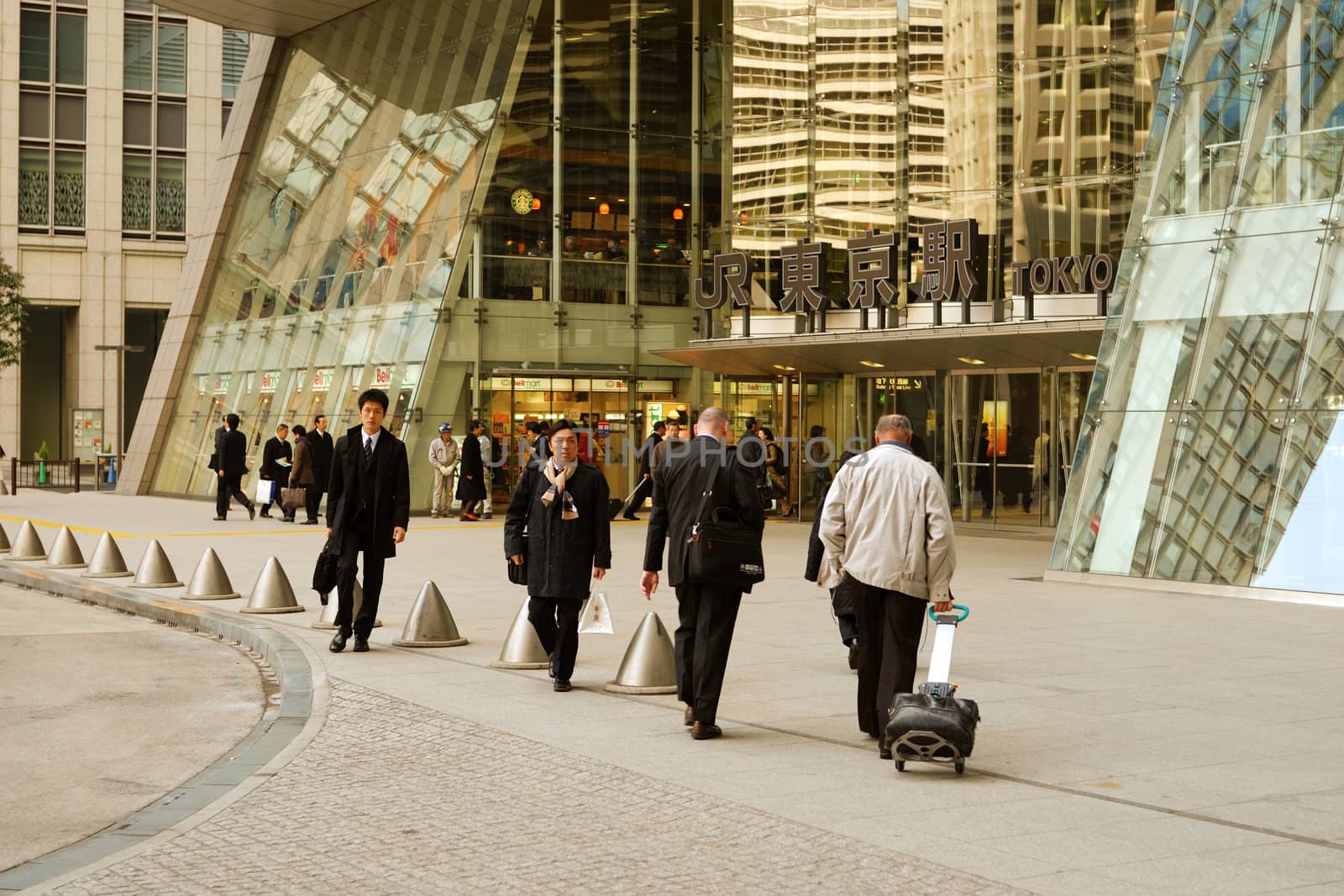 Tokyo station north  entrance with people motion in the morning