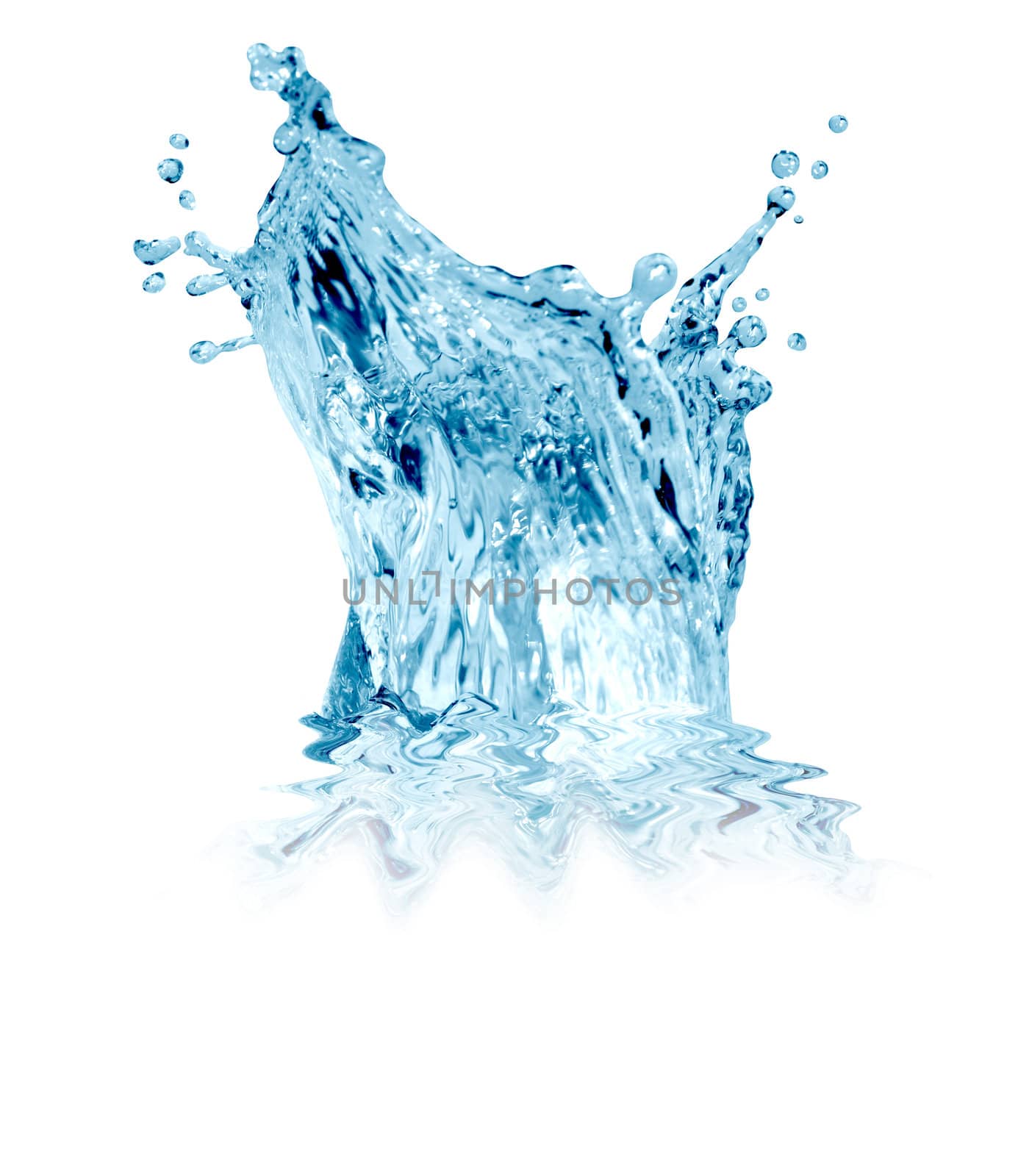 Splashing water abstract background isolated on white with clipping path