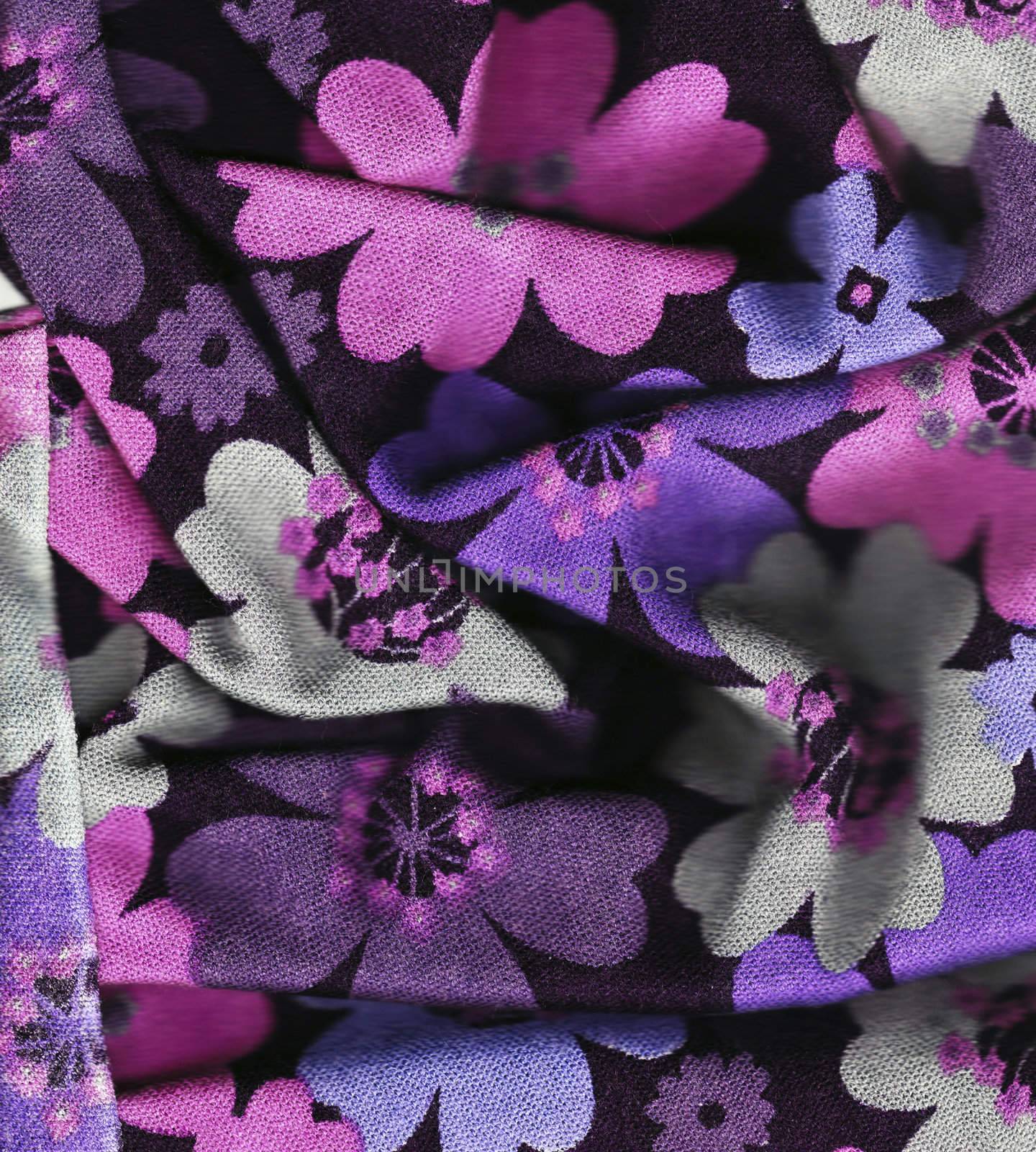 Fabric texture with colorful flowers