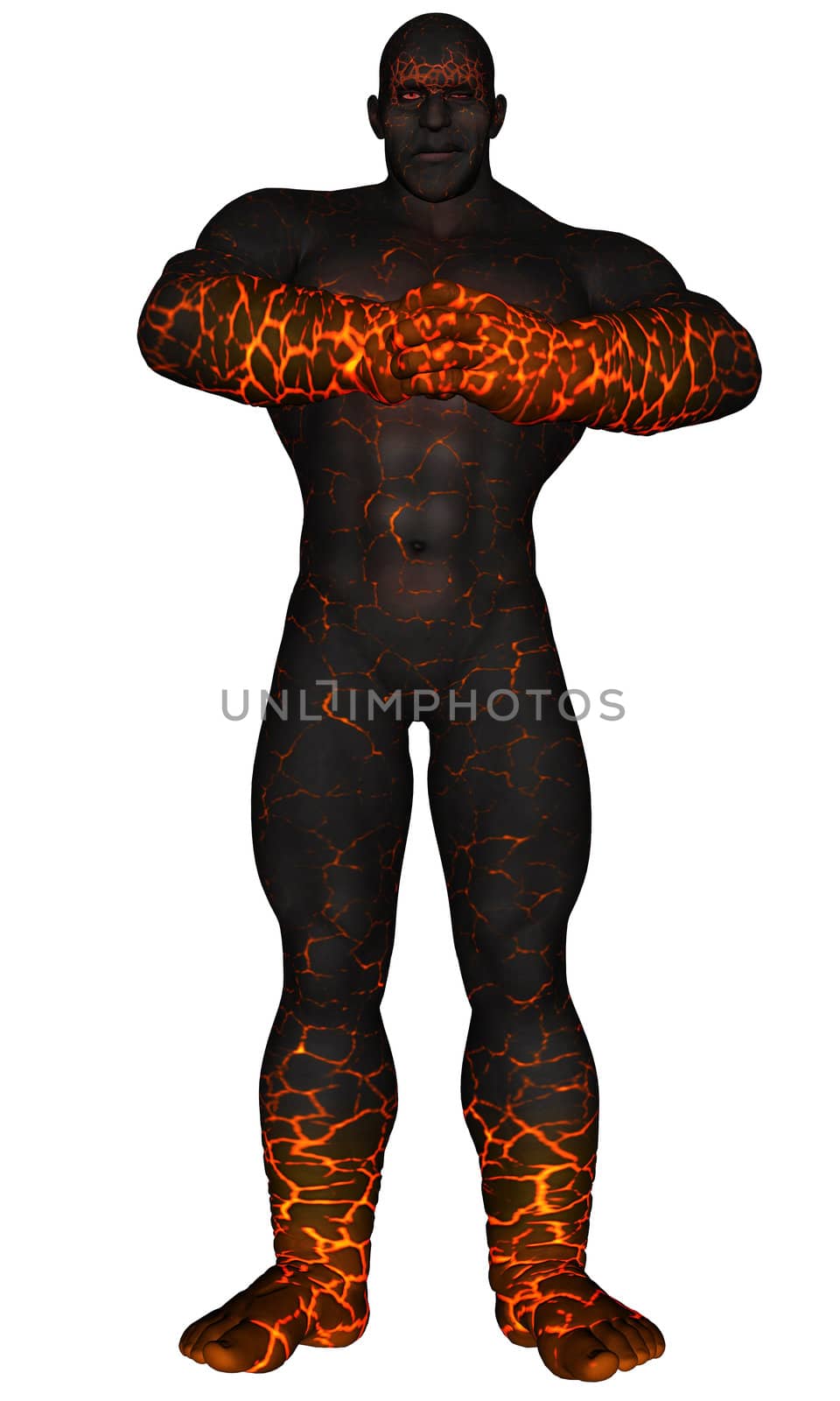3D rendered fire giant on white background isolated