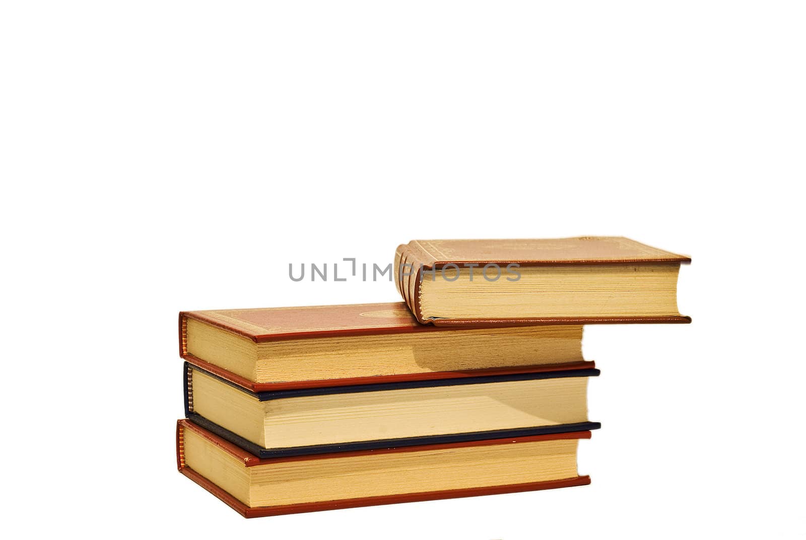 Some old books isolated on white background.
