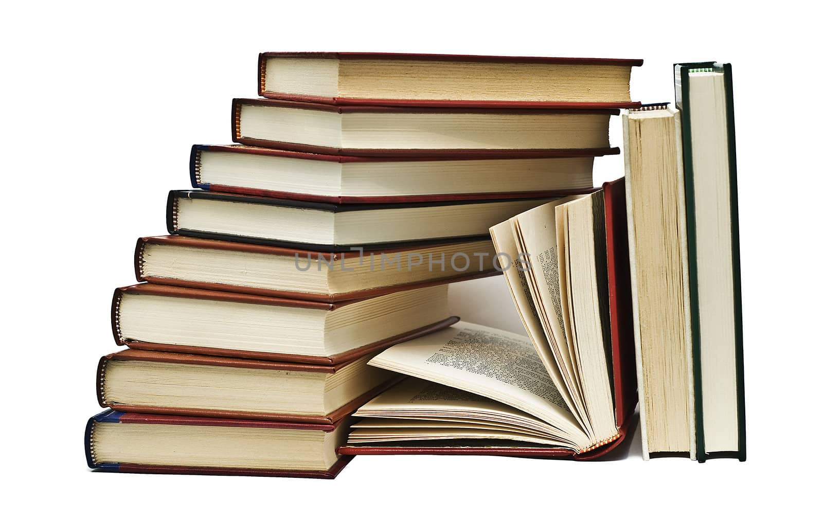 Some old books isolated on white background.