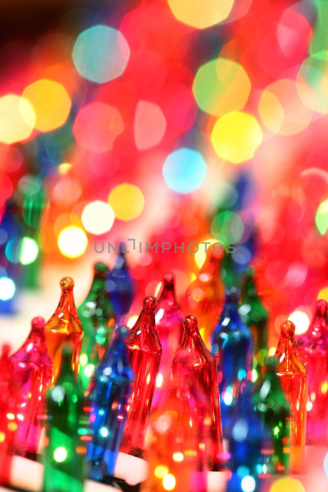 Colorful christmaslights of various colors - short depth of field to create atmosphere