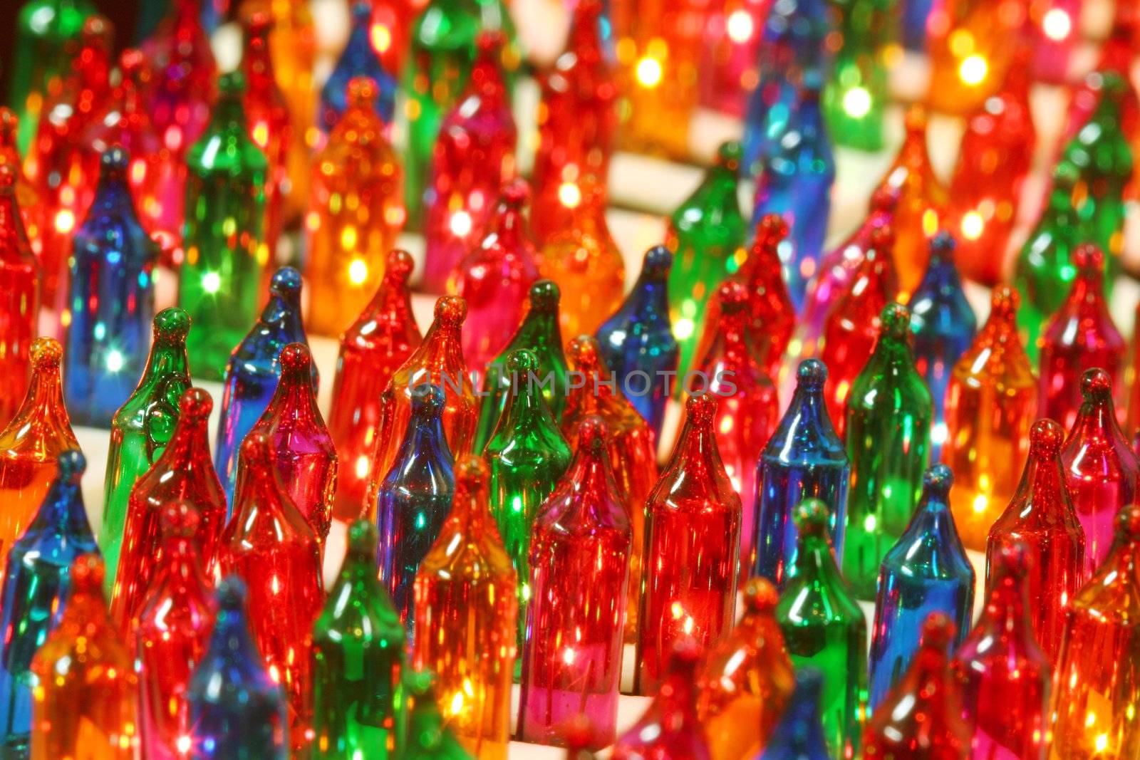 Close up of beautiful and colorful christmas lights