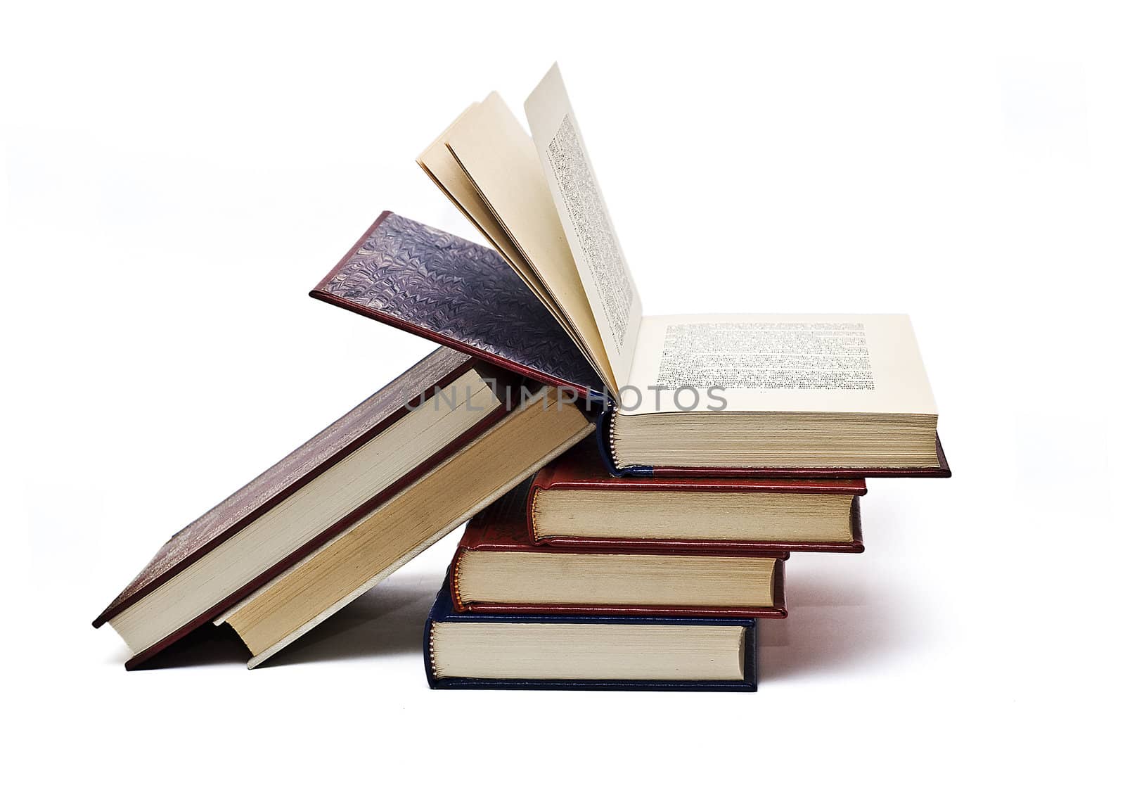 Some old books isolated on white background.