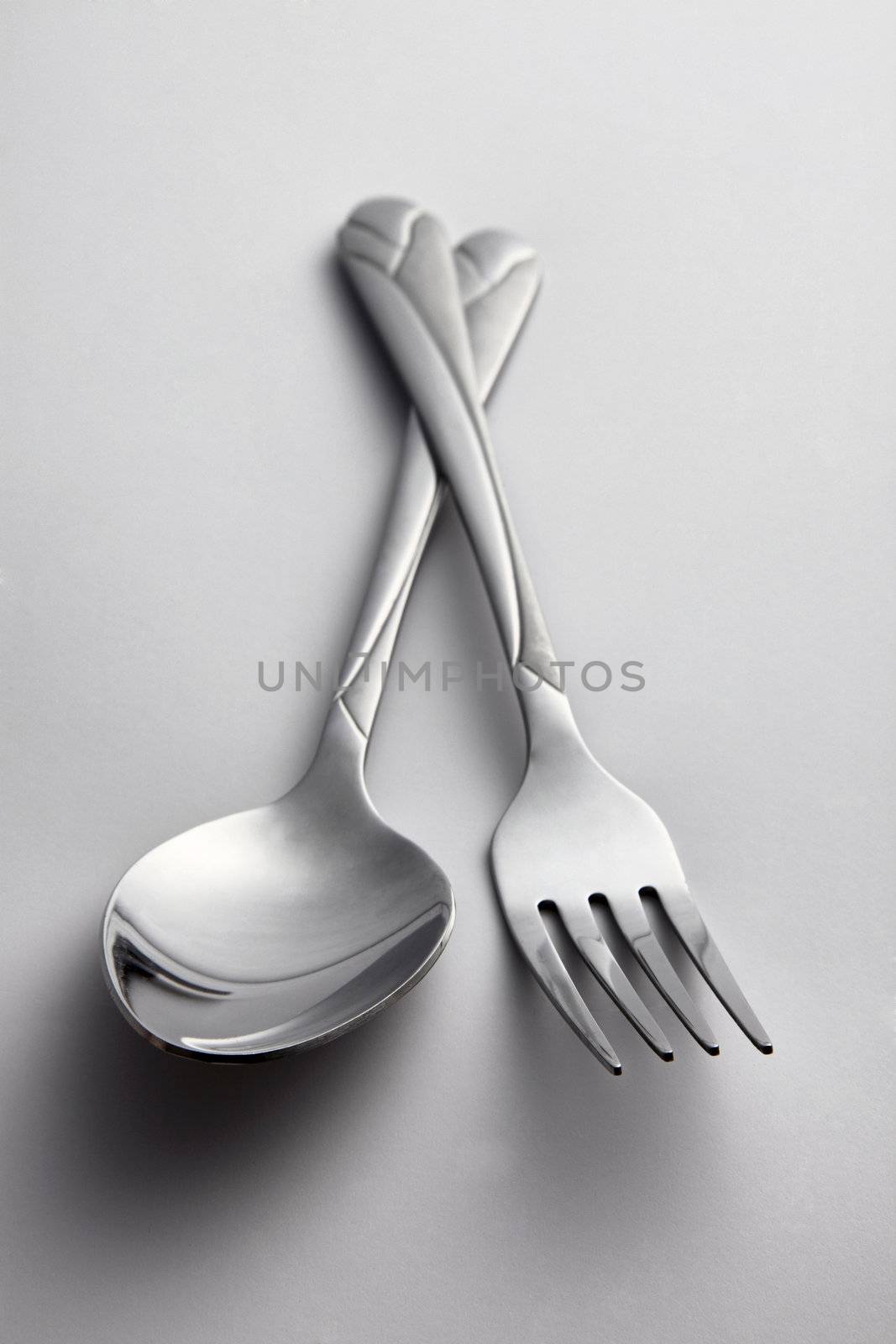 cutlery set on the plain color background