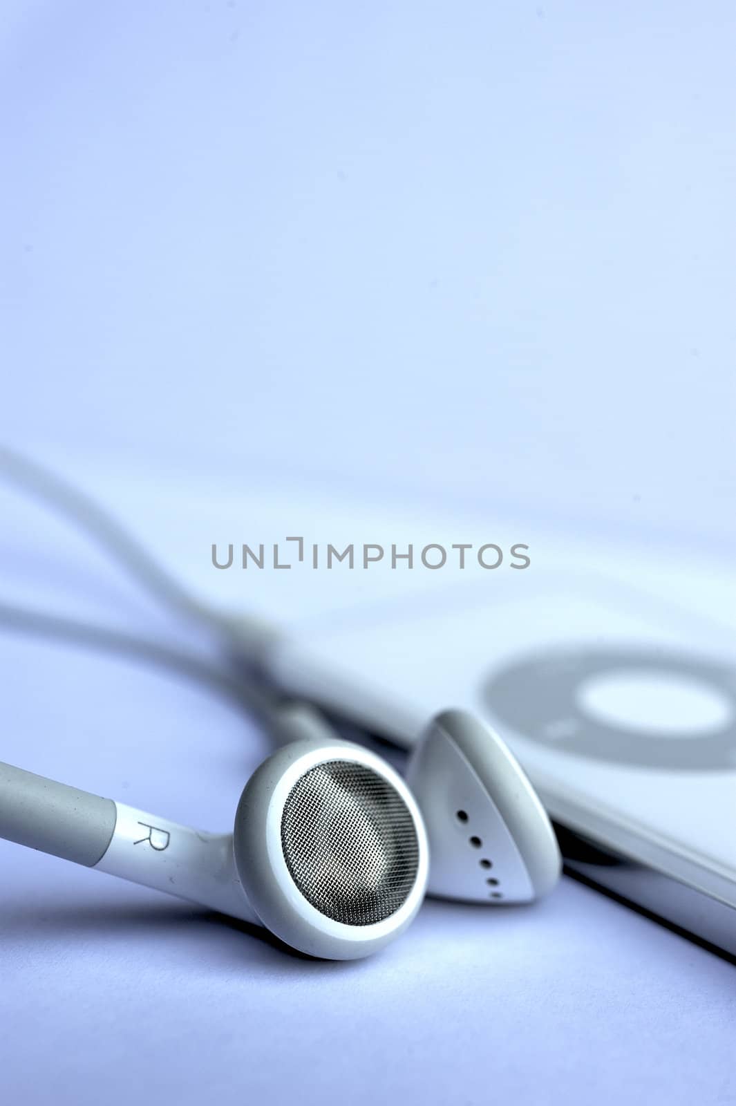 Mp3 player with the headphone to listen the music